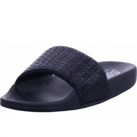 Skechers square rhinestone shower slide Pantolette in schwarz