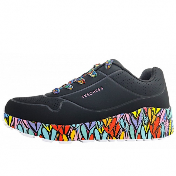 Skechers Uno Lite - Subtle Love sportlicher Schnürer in Black/Multi BKMT