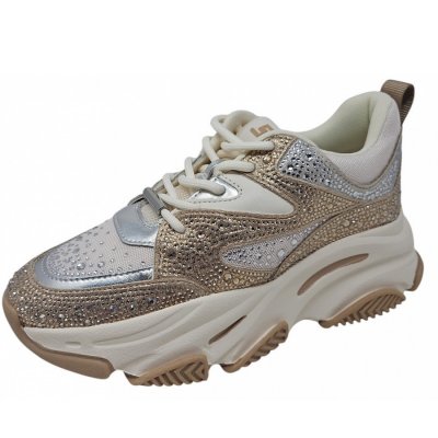 Steve Madden Privy Sneaker in silver gold cream