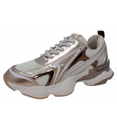 Steve Madden Speedster E Sneaker in silver gold cream Steve Madden Speedster E Sneaker in silver gold cream