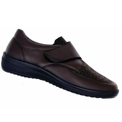 Ströber Stretch espresso/brasil Klettschuh in leoespresso+brasil