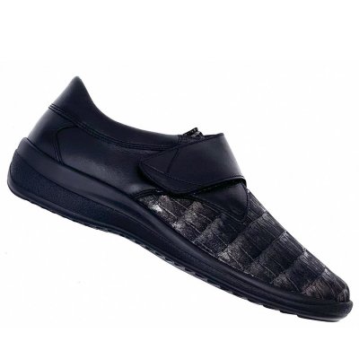 Ströber Stretch Nappa schwarz/gol Klettschuh in schwarz