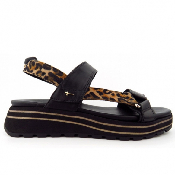 Tamaris Sandale in BLACK/LEOPARD