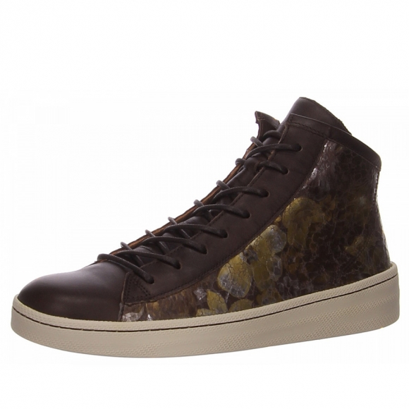 Think Stiefel in braun kombi.