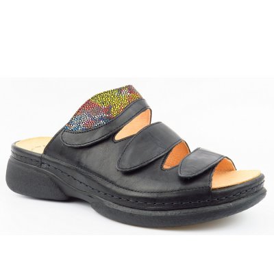 Think Capra Rust.schw./multi Pantolette in schwarz/multi Think Capra Rust.schw./multi Pantolette in schwarz/multi