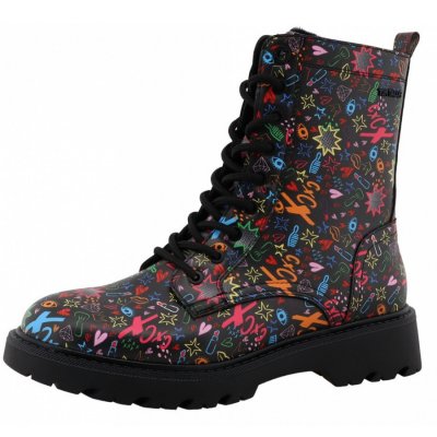 Tom Tailor Schnürstiefel in black multi