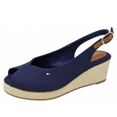 Tommy Hilfiger Flag Mid Wedge Sandalette in weltraumblau Tommy Hilfiger Flag Mid Wedge Sandalette in weltraumblau