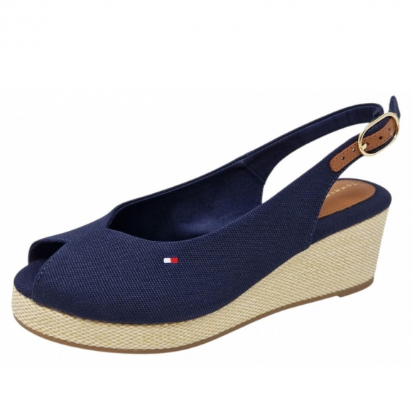 Tommy Hilfiger Flag Mid Wedge Sandalette in weltraumblau