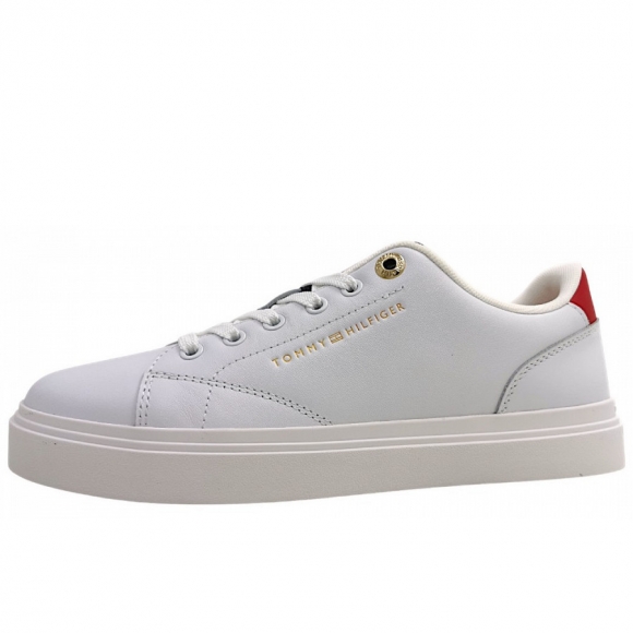 Tommy Hilfiger Feminine Cupsole Leather sportlicher Schnürer in white 0GY