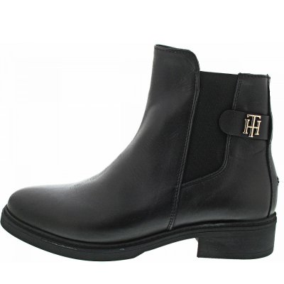 Tommy Hilfiger TH Leather Flat Boot Chelsea Boot in black Tommy Hilfiger TH Leather Flat Boot Chelsea Boot in black