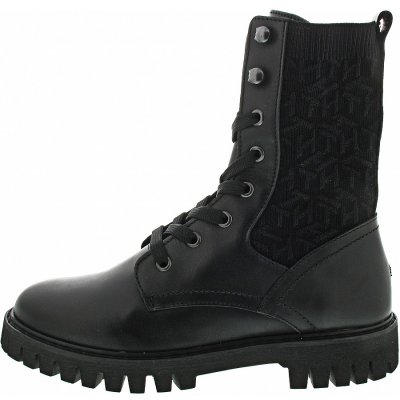 Tommy Hilfiger Knitted Flat Boot Schnürstiefel in black Tommy Hilfiger Knitted Flat Boot Schnürstiefel in black