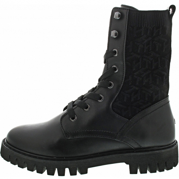 Tommy Hilfiger Knitted Flat Boot Schnürstiefel in black