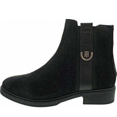 Tommy Hilfiger TH Hardware Suede Flat Bo Stiefelette in black Tommy Hilfiger TH Hardware Suede Flat Bo Stiefelette in black