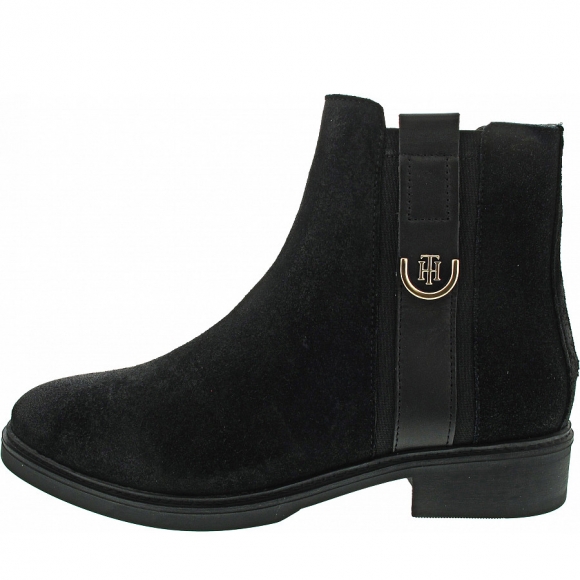 Tommy Hilfiger TH Hardware Suede Flat Bo Stiefelette in black