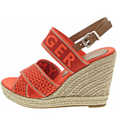 Tommy Hilfiger Webbing High Wedge Sandal Sandalette in hawaiian coral Tommy Hilfiger Webbing High Wedge Sandal Sandalette in hawaiian coral