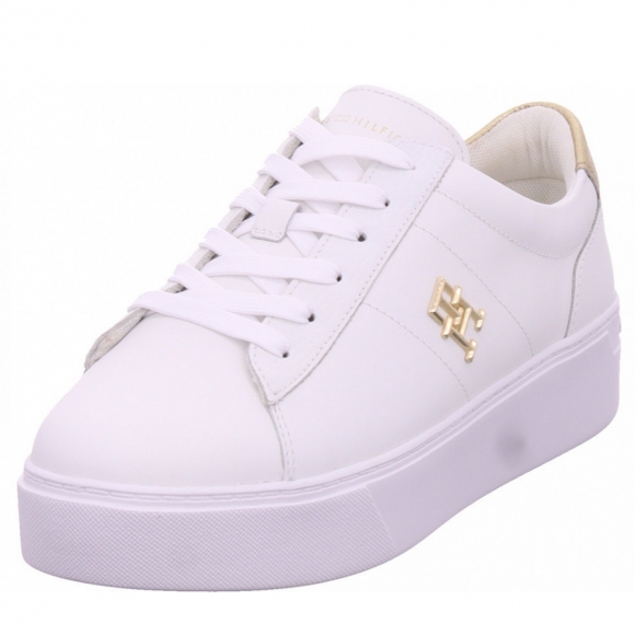 Tommy Hilfiger platform court sneaker Schnürschuhe in weiß