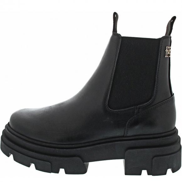 Tommy Hilfiger Combat Leather Low Chelse Chelsea Boot in black