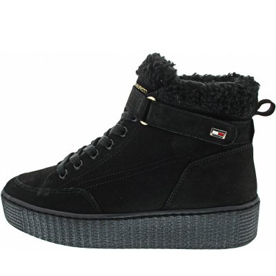 Tommy Hilfiger Faux Fur Nubuck Low Lace Schnürstiefel in black Tommy Hilfiger Faux Fur Nubuck Low Lace Schnürstiefel in black