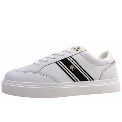 Tommy Hilfiger Cupsole Webbing sportlicher Schnürer in White 100 YBS Tommy Hilfiger Cupsole Webbing sportlicher Schnürer in White 100 YBS