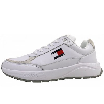 Tommy Hilfiger TJM Runner sportlicher Schnürer in YBR White Tommy Hilfiger TJM Runner sportlicher Schnürer in YBR White