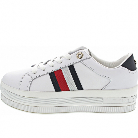 Tommy Hilfiger Webbing Flatform Cupsole Sneaker low in white