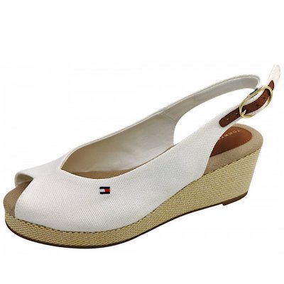 Tommy Hilfiger Flag Mid Wedge Espadrille Sandalette in ecru YBL