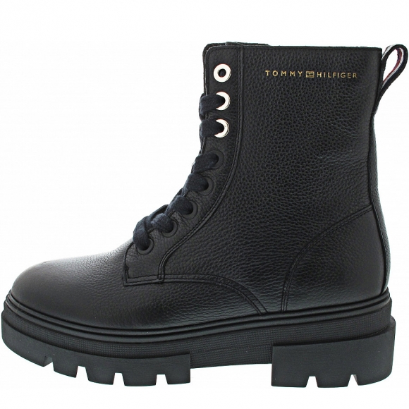 Tommy Hilfiger Bicolor Leather Lace-Up Schnürstiefel in black
