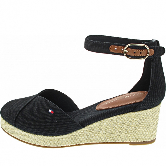 Tommy Hilfiger Flag Closed toe Mid Wedge Sandale in black