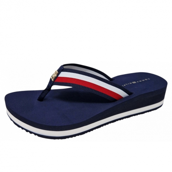 Tommy Hilfiger TH Copr. Mid Wedge Zehensteg in weltraumblau