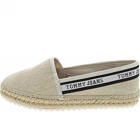 Tommy Jeans Flatform Webbing Espadril Slipper in bleached stone