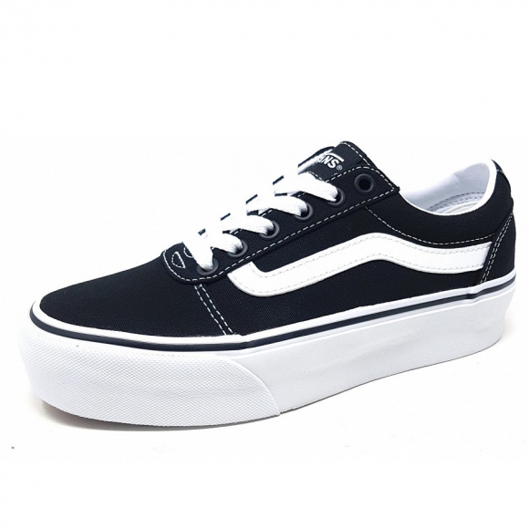 Vans Platform Leinenschuh in black white