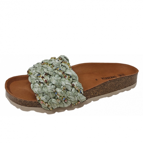 Verbenas RICA Pantolette in verde raffia