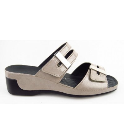 Vital Tina Apache taupe Pantolette in silbergrau