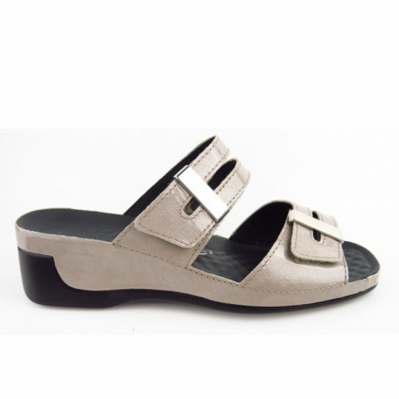 Vital Tina Apache taupe Pantolette in silbergrau