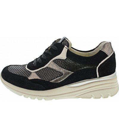 Waldläufer H-Carla sportlicher Schnürer in schwarz iron creme