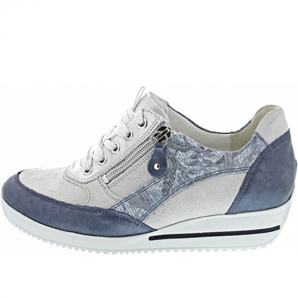 Waldläufer Himona sportlicher Schnürer in jeans latte silber