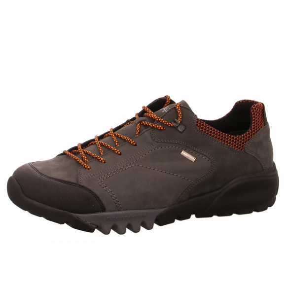 Waldläufer H-Fritz sportlicher Schnürer in 087 schwarz basalt orange