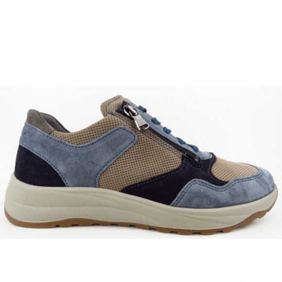 Waldläufer K-John jeans sportlicher Schnürer in JEANS BEIGE NOTTE
