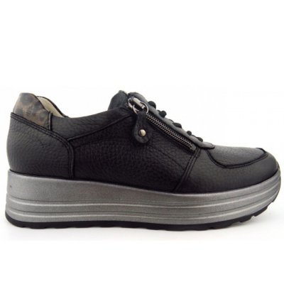 Waldläufer H-Lana Hirsch sportlicher Schnürer in SCHWARZ KHAKI