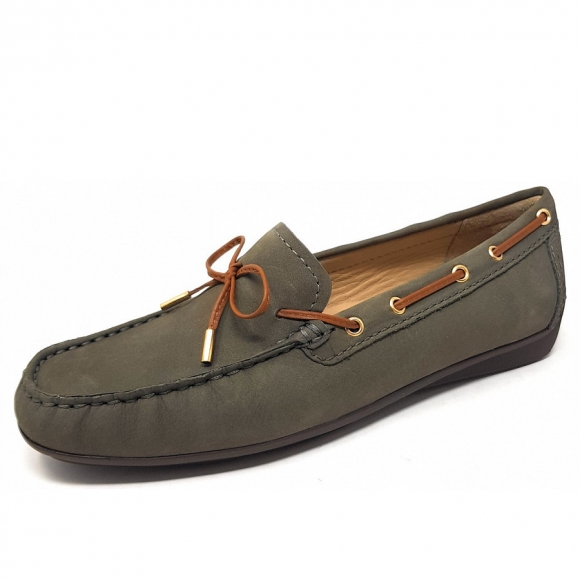 Wirth Mokassin in stone grey - cognac