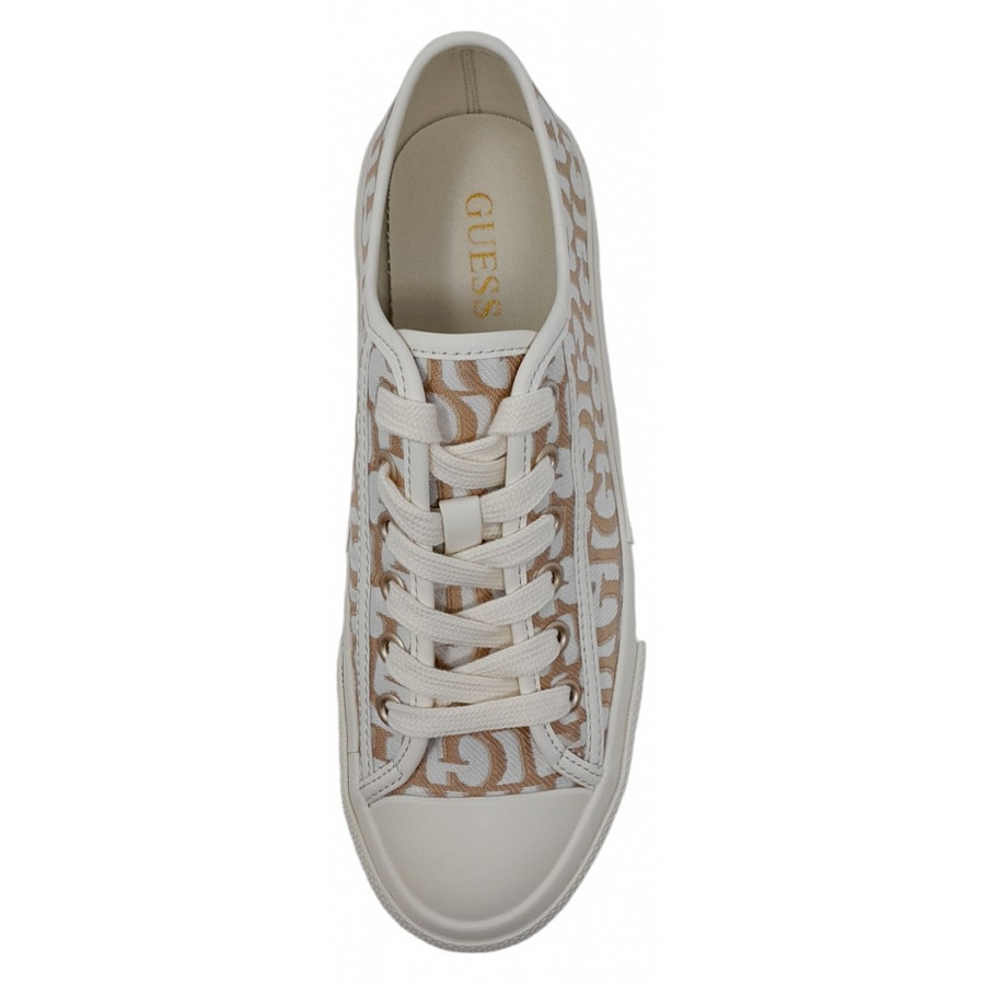 Guess Carey Leinenschuh in gold logo
