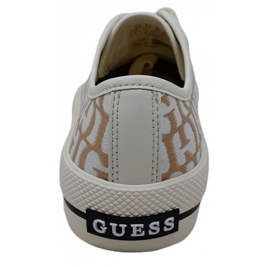Guess Carey Leinenschuh in gold logo