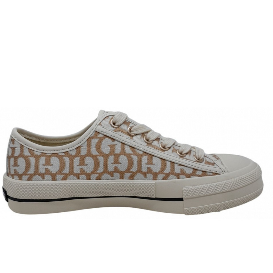 Guess Carey Leinenschuh in gold logo